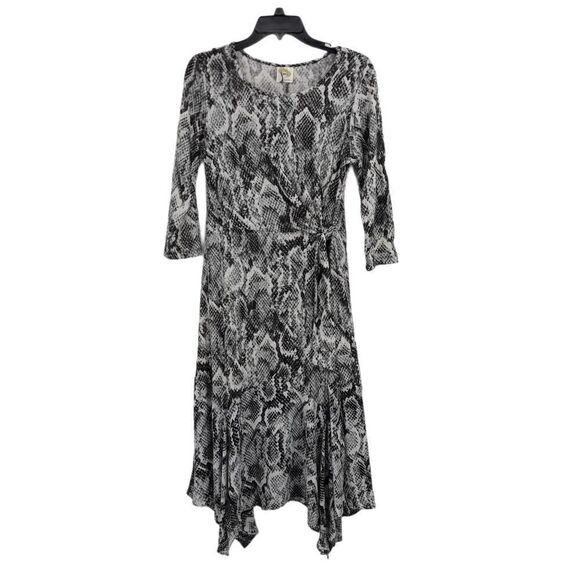 Anthro Fig & Flower Snake Knit Sheer Panelled Full Sharkbite Maxi Dress Sz L - Picture 3 of 14